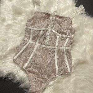 For Love & Lemons Lace Thong BodySuit - SIZE: XXS